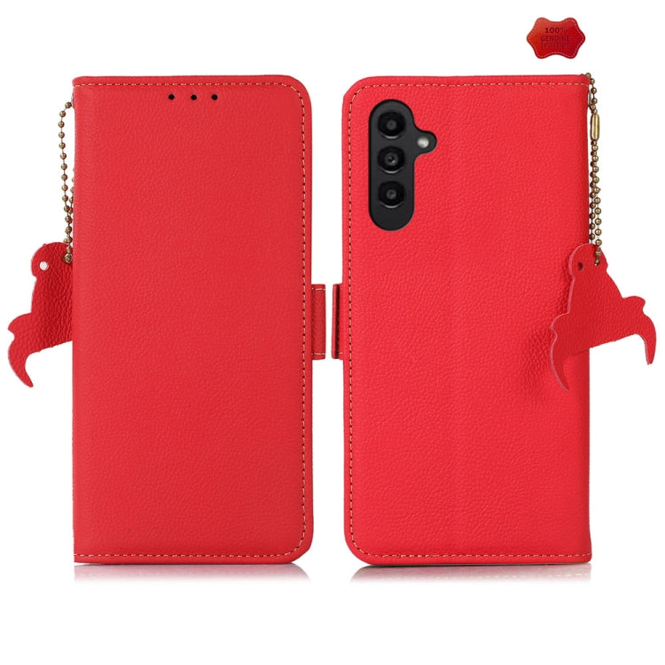 Side-Magnetic TJ Genuine Leather RFID Phone Case, For Samsung Galaxy S25 Ultra 5G, For Samsung Galaxy S24 FE 5G