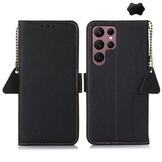 Side-Magnetic TJ Genuine Leather RFID Phone Case, For Samsung Galaxy S25 Ultra 5G, For Samsung Galaxy S24 FE 5G