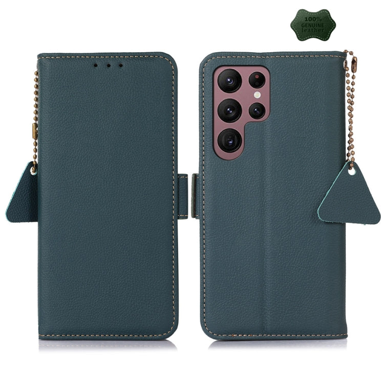 Side-Magnetic TJ Genuine Leather RFID Phone Case, For Samsung Galaxy S25 Ultra 5G, For Samsung Galaxy S24 FE 5G