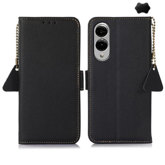 Side-Magnetic TJ Genuine Leather RFID Phone Case, For Samsung Galaxy S25 Edge 5G, For Samsung Galaxy S25 Ultra 5G, For Samsung Galaxy S24 FE 5G