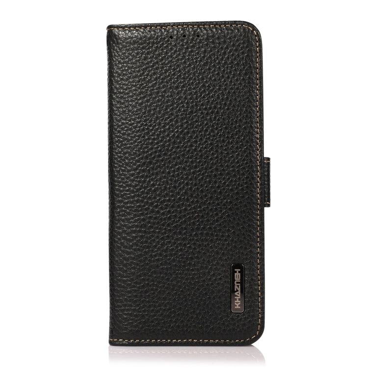 KHAZNEH Side-Magnetic Litchi Genuine Leather RFID Phone Case, For Samsung Galaxy S25 Ultra 5G, For Samsung Galaxy S24 FE 5G