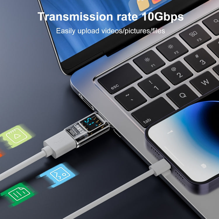 60W 10Gbps Intelligent Digital Display Fast Charge Adapter, USB-A to USB-A, Type-C to USB-A, USB-A to Type-C