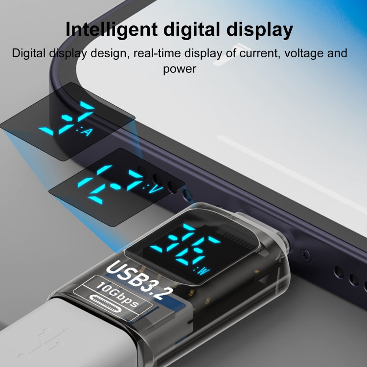 60W 10Gbps Intelligent Digital Display Fast Charge Adapter, USB-A to USB-A, Type-C to USB-A, USB-A to Type-C