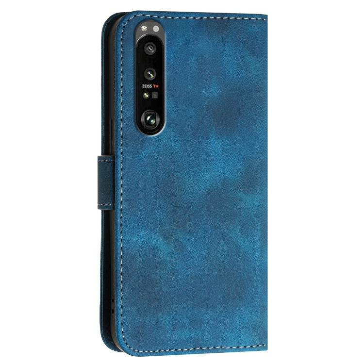 YX0080 Grid Butterfly Embossed Pattern Flip Leather Phone Case with Lanyard, For Sony Xperia 1 III