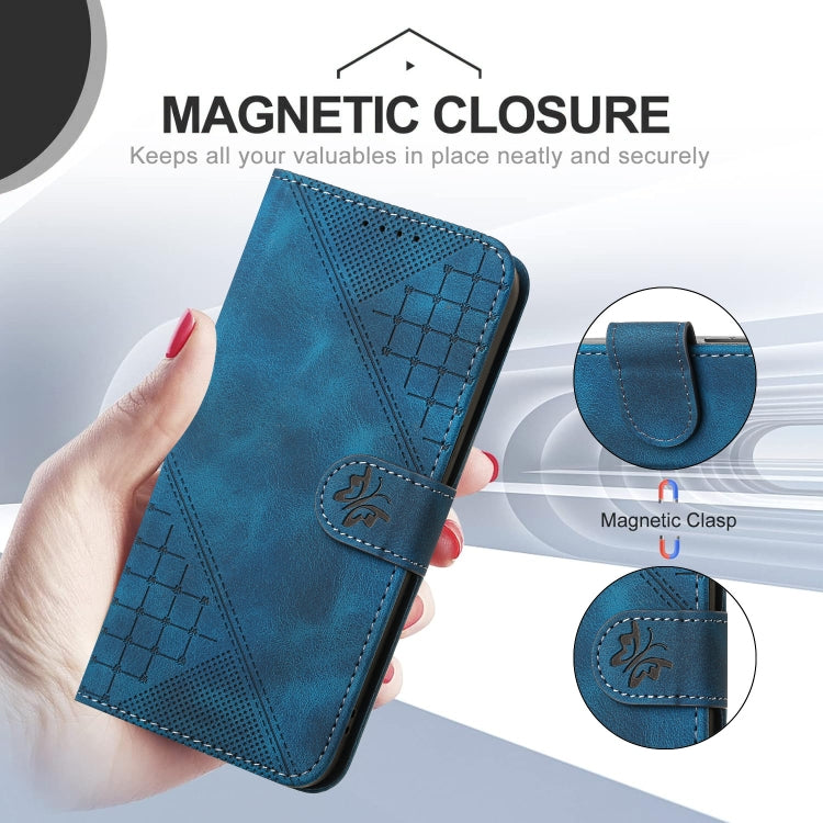 YX0080 Grid Butterfly Embossed Pattern Flip Leather Phone Case with Lanyard, For Sony Xperia 10 VI, For Sony Xperia 1 VI 2024, For Sony Xperia 1 V 2023, For Sony Xperia 10 V 2023, For Sony Xperia 5 IV