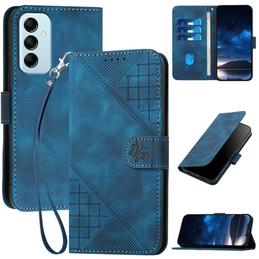 YX0080 Grid Butterfly Embossed Pattern Flip Leather Phone Case with Lanyard, For Samsung Galaxy M14, For Samsung Galaxy S23 Ultra 5G, For Samsung Galaxy S23+ 5G, For Samsung Galaxy S23 5G, For Samsung Galaxy M53 5G