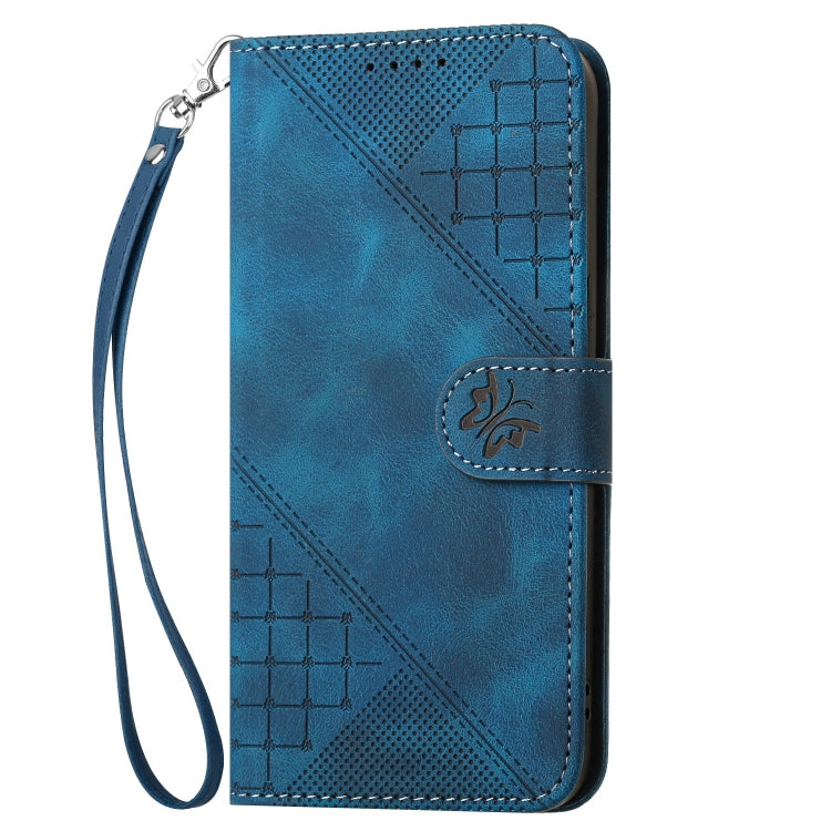 YX0080 Grid Butterfly Embossed Pattern Flip Leather Phone Case with Lanyard, For Samsung Galaxy S22 Ultra 5G, For Samsung Galaxy S22+ 5G, For Samsung Galaxy S22 5G, For Samsung Galaxy XCover 5