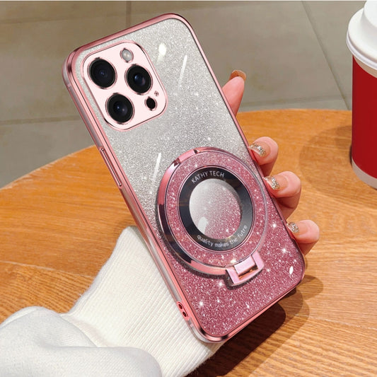 Plated Gradient Glitter Round Holder TPU Phone Case, For iPhone 15 Pro Max, For iPhone 15 Pro, For iPhone 15 Plus, For iPhone 15