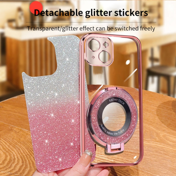 Plated Gradient Glitter Round Holder TPU Phone Case, For iPhone 15 Plus, For iPhone 15, For iPhone 14 Plus, For iPhone 14, For iPhone 14 Pro, For iPhone 14 Pro Max