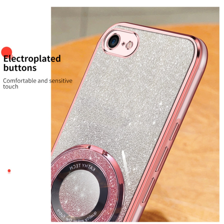 Plated Gradient Glitter Round Holder TPU Phone Case, For iPhone 7 / 8 / SE 2022, For iPhone 13 Pro Max, For iPhone 13 Pro, For iPhone 13, For iPhone 13 mini, For iPhone 12