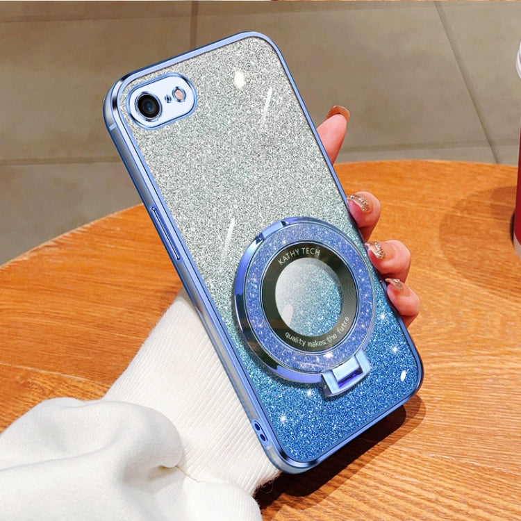 Plated Gradient Glitter Round Holder TPU Phone Case, For iPhone 7 / 8 / SE 2022, For iPhone 13 Pro Max, For iPhone 13 Pro, For iPhone 13, For iPhone 13 mini, For iPhone 12