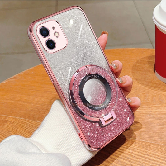 Plated Gradient Glitter Round Holder TPU Phone Case, For iPhone 12 mini, For iPhone 11 Pro Max, For iPhone 11, For iPhone 11 Pro