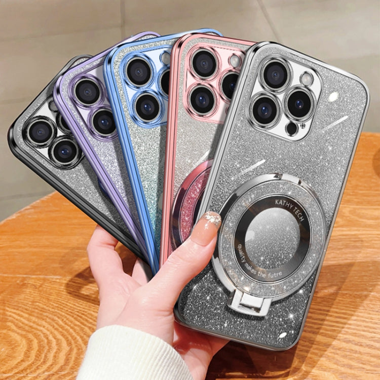 Plated Gradient Glitter Round Holder TPU Phone Case, For iPhone 16 Pro Max, For iPhone 16 Pro, For iPhone 16 Plus, For iPhone 16
