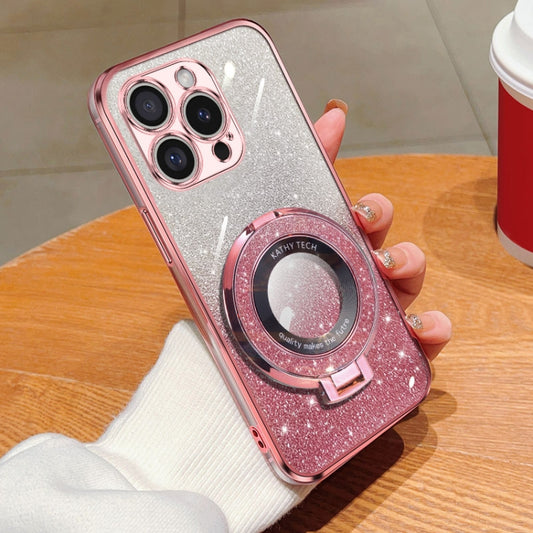 Plated Gradient Glitter Round Holder TPU Phone Case, For iPhone 16 Pro Max, For iPhone 16 Pro, For iPhone 16 Plus, For iPhone 16
