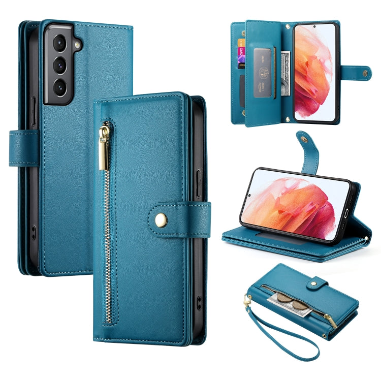 Nine Card-slot Zipper Wallet Bag Leather Phone Case, For Samsung Galaxy S22 5G, For Samsung Galaxy S21 FE 5G, For Samsung Galaxy S21 5G, For Samsung Galaxy S21+ 5G, For Samsung Galaxy S21 Ultra 5G