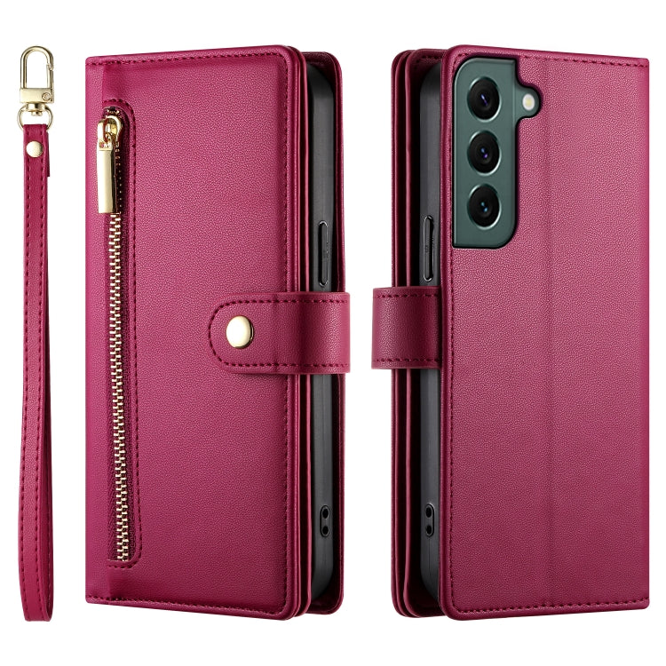 Nine Card-slot Zipper Wallet Bag Leather Phone Case, For Samsung Galaxy S22 5G, For Samsung Galaxy S21 FE 5G, For Samsung Galaxy S21 5G, For Samsung Galaxy S21+ 5G, For Samsung Galaxy S21 Ultra 5G