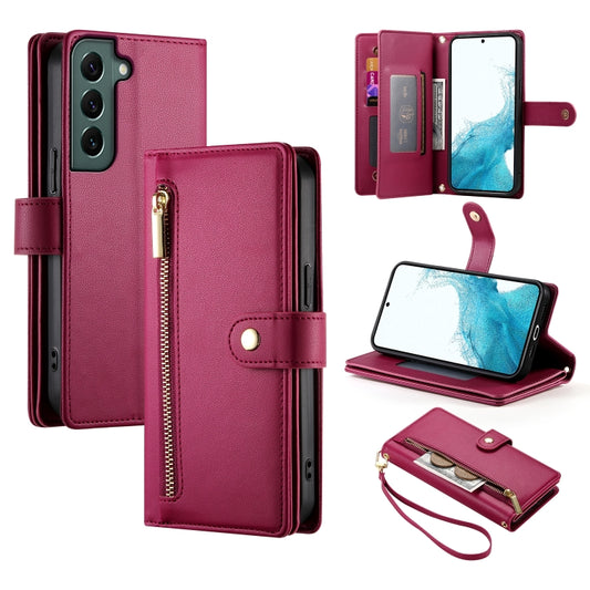 Nine Card-slot Zipper Wallet Bag Leather Phone Case, For Samsung Galaxy S22 5G, For Samsung Galaxy S21 FE 5G, For Samsung Galaxy S21 5G, For Samsung Galaxy S21+ 5G