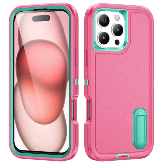 Rugged PC + Silicone Phone Case with Holder, For iPhone 16 Pro, For iPhone 16 Plus
