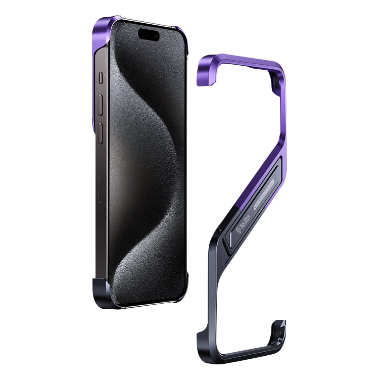 S-shaped Stand Frameless Metal Phone Case, For iPhone 16 Pro Max, For iPhone 16 Pro, For iPhone 16, For iPhone 15 Pro Max, For iPhone 15 Pro, For iPhone 15, For iPhone 14, For iPhone 14 Pro, For iPhone 14 Pro Max