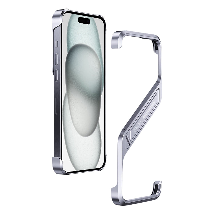 S-shaped Stand Frameless Metal Phone Case, For iPhone 16 Pro Max, For iPhone 16 Pro, For iPhone 16, For iPhone 15 Pro Max, For iPhone 15 Pro, For iPhone 15, For iPhone 14, For iPhone 14 Pro, For iPhone 14 Pro Max