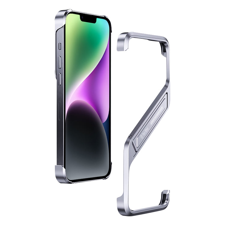 S-shaped Stand Frameless Metal Phone Case, For iPhone 16 Pro Max, For iPhone 16 Pro, For iPhone 16, For iPhone 15 Pro Max, For iPhone 15 Pro, For iPhone 15, For iPhone 14, For iPhone 14 Pro, For iPhone 14 Pro Max