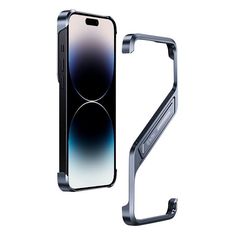 S-shaped Stand Frameless Metal Phone Case, For iPhone 16 Pro Max, For iPhone 16 Pro, For iPhone 16, For iPhone 15 Pro Max, For iPhone 15 Pro, For iPhone 15, For iPhone 14, For iPhone 14 Pro, For iPhone 14 Pro Max