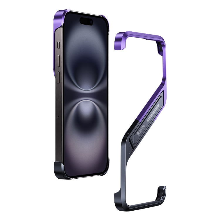 S-shaped Stand Frameless Metal Phone Case, For iPhone 16 Pro Max, For iPhone 16 Pro, For iPhone 16, For iPhone 15 Pro Max, For iPhone 15 Pro, For iPhone 15, For iPhone 14, For iPhone 14 Pro, For iPhone 14 Pro Max