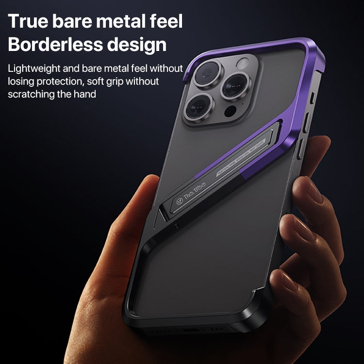 S-shaped Stand Frameless Metal Phone Case, For iPhone 16 Pro Max, For iPhone 16 Pro, For iPhone 16, For iPhone 15 Pro Max, For iPhone 15 Pro, For iPhone 15, For iPhone 14, For iPhone 14 Pro, For iPhone 14 Pro Max