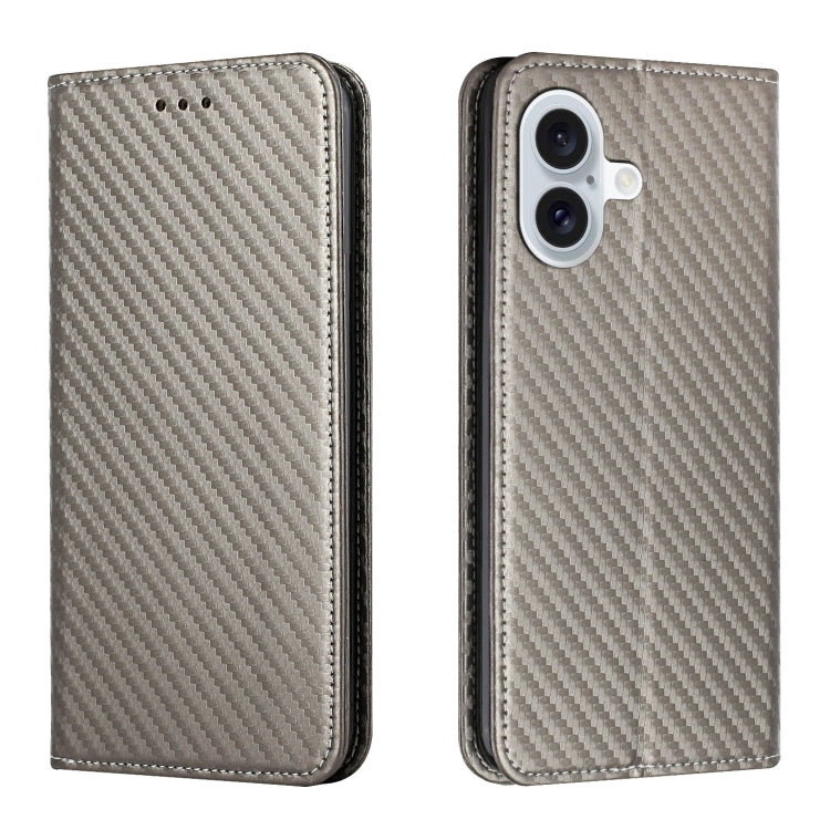 Carbon Fiber Texture Magnetic Flip Leather Phone Case, For iPhone 16e, For iPhone 16 Pro Max, For iPhone 16 Pro, For iPhone 16 Plus