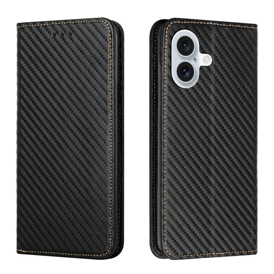 Carbon Fiber Texture Magnetic Flip Leather Phone Case, For iPhone 16
