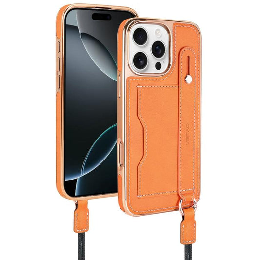VIETAO Card Slot Wristband Phone Case with Lanyard, For iPhone 16 Pro Max, For iPhone 16 Pro, For iPhone 16 Plus, For iPhone 16