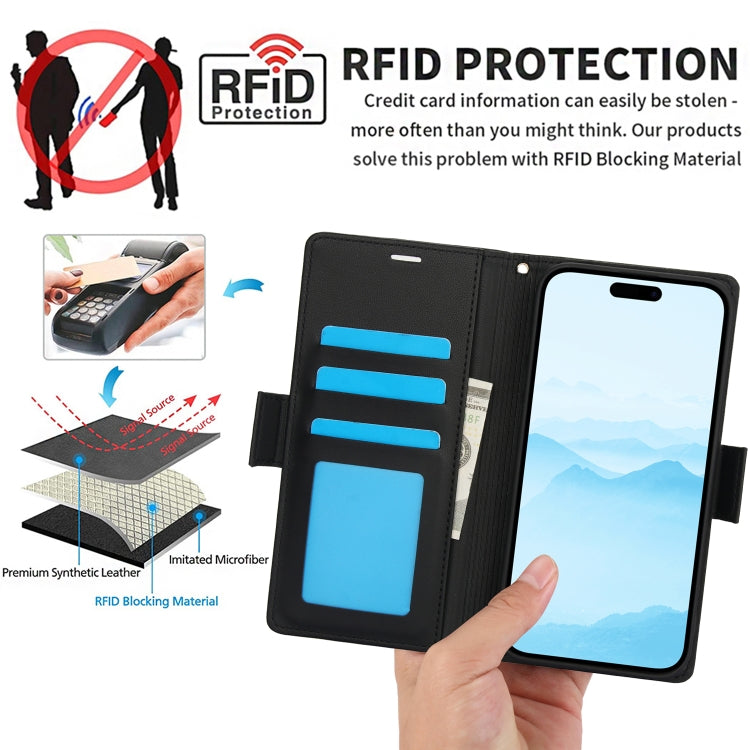 Side Buckle RFID Anti-theft Leather Phone Case, For iPhone 16 Plus, For iPhone 16, For iPhone 15 Pro Max
