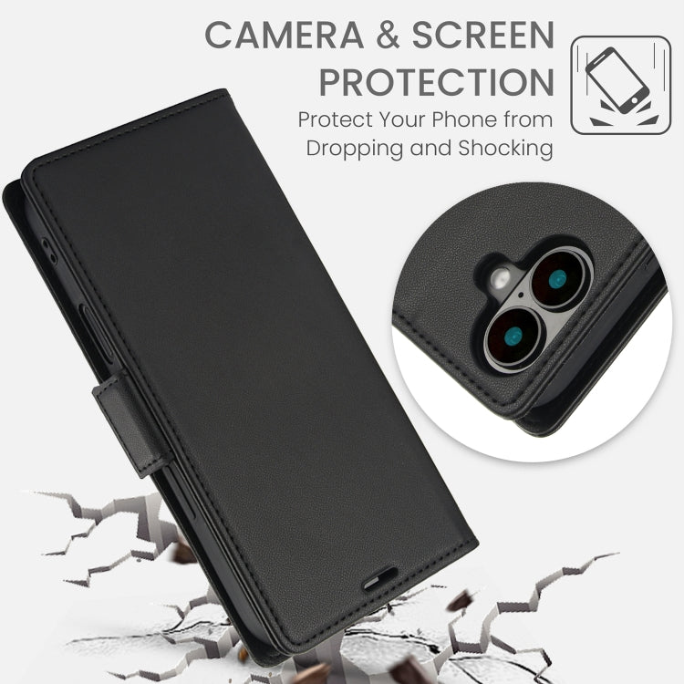 Side Buckle RFID Anti-theft Leather Phone Case, For iPhone 16 Plus, For iPhone 16, For iPhone 15 Pro Max