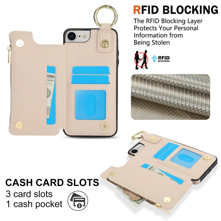 RFlD Anti-theft Double Buckle Ring Zipper Card Phone Case, For iPhone SE 2022 / SE 2020 / 7 / 8, For iPhone 13 Pro Max, For iPhone 13 Pro, For iPhone 13 mini