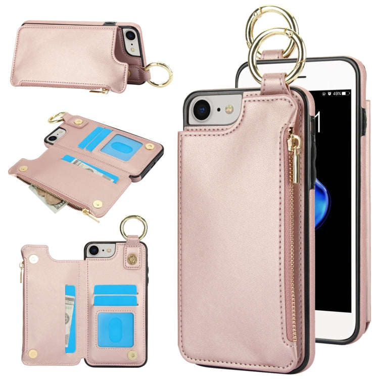 RFlD Anti-theft Double Buckle Ring Zipper Card Phone Case, For iPhone SE 2022 / SE 2020 / 7 / 8, For iPhone 13 Pro Max, For iPhone 13 Pro