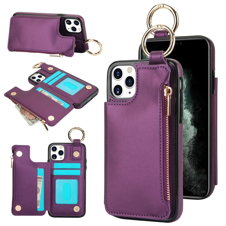 RFlD Anti-theft Double Buckle Ring Zipper Card Phone Case, For iPhone 11 Pro Max, For iPhone 11, For iPhone 11 Pro, For iPhone XS / X