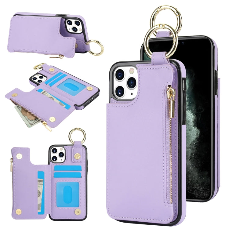 RFlD Anti-theft Double Buckle Ring Zipper Card Phone Case, For iPhone 11 Pro Max, For iPhone 11, For iPhone 11 Pro, For iPhone XS / X