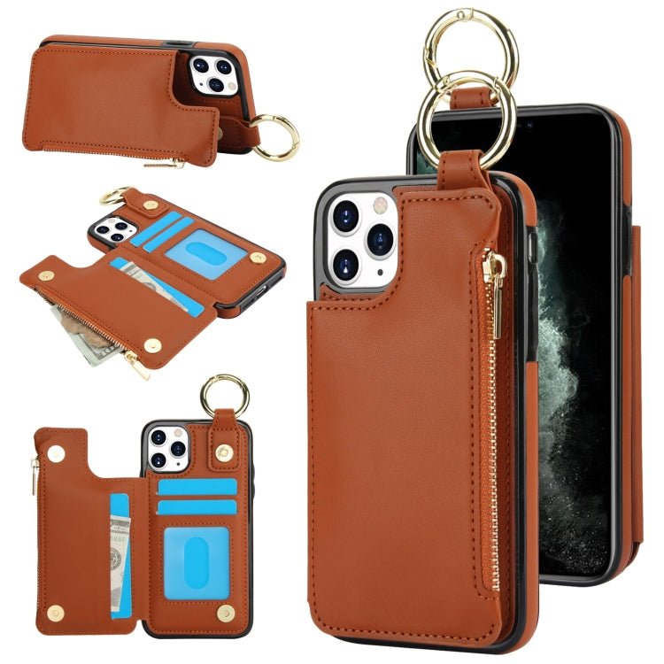 RFlD Anti-theft Double Buckle Ring Zipper Card Phone Case, For iPhone 11 Pro Max, For iPhone 11, For iPhone 11 Pro, For iPhone XS / X