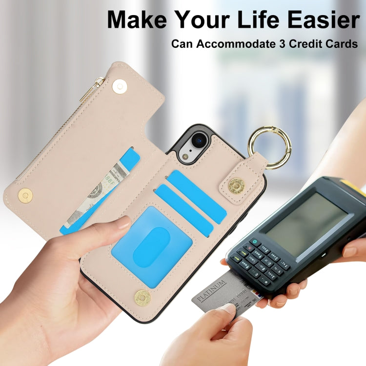RFlD Anti-theft Double Buckle Ring Zipper Card Phone Case, For iPhone XR, For iPhone XS Max, For iPhone 8 Plus / 7 Plus