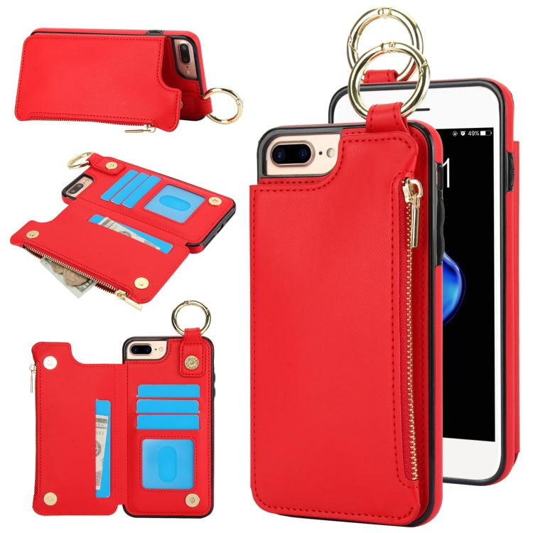 RFlD Anti-theft Double Buckle Ring Zipper Card Phone Case, For iPhone XR, For iPhone XS Max, For iPhone 8 Plus / 7 Plus