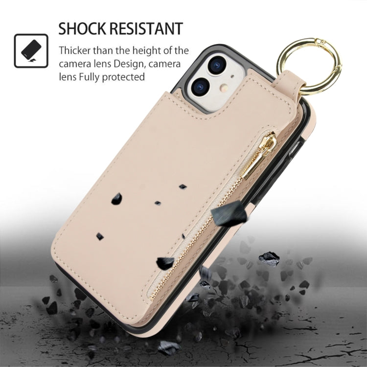 RFlD Anti-theft Double Buckle Ring Zipper Card Phone Case, For iPhone 12, For iPhone 12 Pro Max, For iPhone 12 Pro, For iPhone 12 mini