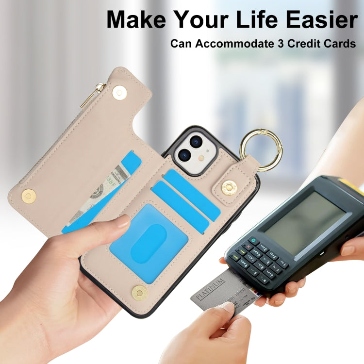 RFlD Anti-theft Double Buckle Ring Zipper Card Phone Case, For iPhone 12, For iPhone 12 Pro Max, For iPhone 12 Pro, For iPhone 12 mini