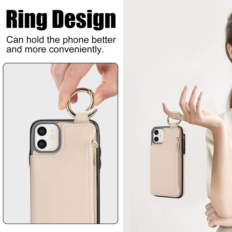 RFlD Anti-theft Double Buckle Ring Zipper Card Phone Case, For iPhone 12, For iPhone 12 Pro Max, For iPhone 12 Pro, For iPhone 12 mini