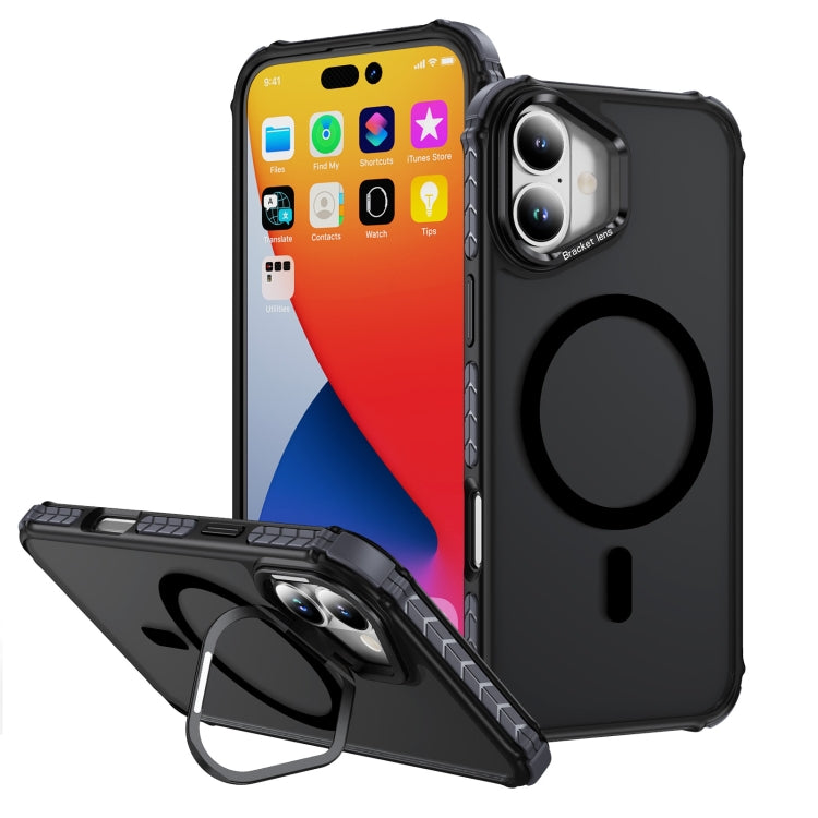 Rainbow Series Skin Feel MagSafe Lens Holder Phone Case, For iPhone 16 Pro Max, For iPhone 16 Pro, For iPhone 16 Plus, For iPhone 16, For iPhone 15 Pro Max