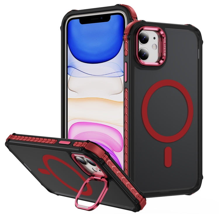 Rainbow Series Skin Feel MagSafe Lens Holder Phone Case, For iPhone 14 Pro Max, For iPhone 13, For iPhone 12 Pro Max, For iPhone 12 Pro, For iPhone 11