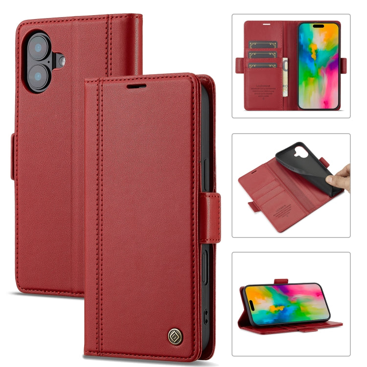 LC.IMEEKE Skin-friendly Card Slots Leather Phone Case, For iPhone 16 Pro Max, For iPhone 16 Pro, For iPhone 16 Plus, For iPhone 16