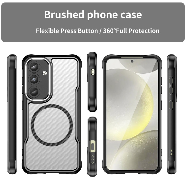 Carbon Fiber Texture MagSafe Translucent Phone Case, For Samsung Galaxy S25 5G, For Samsung Galaxy S25+ 5G, For Samsung Galaxy S25 Ultra 5G, For Samsung Galaxy S24 FE 5G, For Samsung Galaxy S24 Ultra 5G, For Samsung Galaxy S24+ 5G