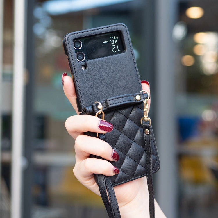 Rhombus-shaped Crossbody Lanyard Leather Phone Case