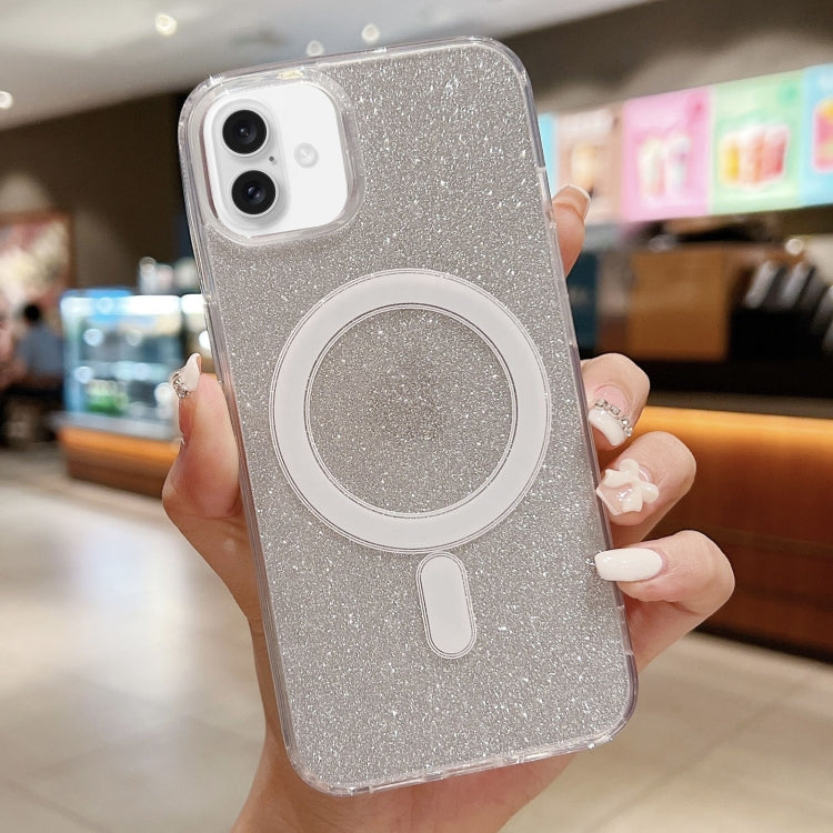 Acrylic Transparent Glitter MagSafe Phone Case, For iPhone 16 Plus, For iPhone 16, For iPhone 15 Pro Max