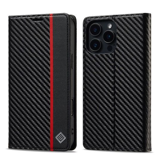 LC.IMEEKE Carbon Fiber Leather Phone Case, For iPhone 16 Pro Max, For iPhone 16 Pro, For iPhone 16 Plus, For iPhone 16